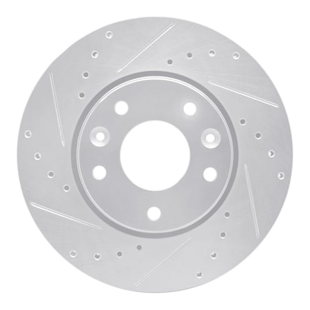 Dynamic Friction Co DFC Brake Rotor - Drilled and Slotted - Silver 631-67114L