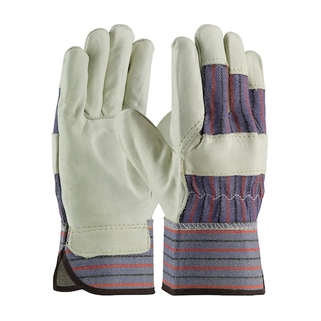 Pip Regular Grade Top Grain Cowhide Leather Palm Glove with Fabric Back, Rubberized Safety Cuff, 12PK 87-1563/M
