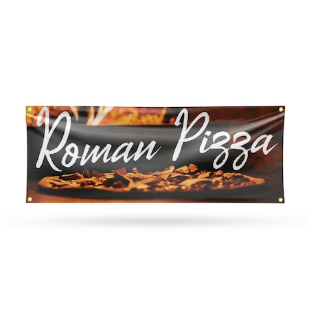 Signmission Roman Pizza, 18 Inch x 48 Inch, Vinyl Banner B-30839