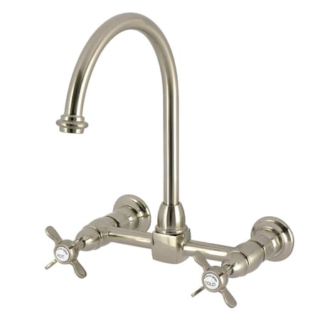 Kingston Brass Two-Handle Wall Mount Bridge Kitchen Faucet, Brushed Nickel KS1298BEX