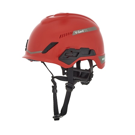 Msa Safety V-Gard H1 Safety Helmet, Trivent, Fas-Trac III Pivot, ANSI, EN12492, Class C, Red 10194784
