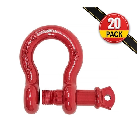 Mytee Products 5/8in 3.25 Tons Anchor Shackle Forged Carbon Steel & Alloy Screw Pin, 20PK SHACKLE-ANCHOR-SP-58x20