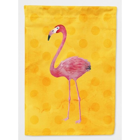 Carolines Treasures Flamingo Yellow Polkadot Flag Canvas, House Size BB8187CHF