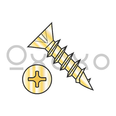 Oxoxo 5X5/8 Phillips Flat Hinge Screw Coarse Thread Fully Threaded Steel Bright Brass Finish, 10000PK 572663