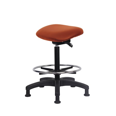 Blue Ridge Ergonomics Vinyl Sit-Stand - Standing Height with Chrome Foot Ring Stationary Glides in Mandarin Voyager Vinyl VSTSS-RG-CF-RG-2004