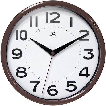 Infinity Instruments Metro Wall Clock, Brown, 9in 14220DB1-3364