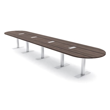 Skutchi Designs 20ft Racetrack Conference Table With Power | Harmony Series | 20 Person Meeting Room Table HAR-RAC-48X240-T-H3041-ESIL