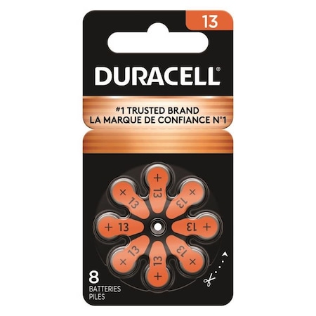 Duracell Zinc Air 13 1.5 V Hearing Aid Battery, 8PK HAZA13-8