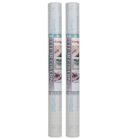 Con-Tact Brand Clear Cover Adhesive Covering, Clear, 18" x 16 ft, Matte, 2PK 16F-C9AC12-06