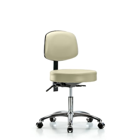Blue Ridge Ergonomics Desk Stool, Vin, Bk Chrome, Tilt, Cast, Wht BR-VDHST-CR-T1-CC-8501