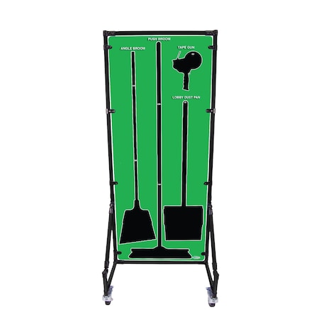 5S Supplies Housekeeping Shadow Board Broom Station V7, Green, Kit, No Text HSB-V7-GREEN-KIT-NO TEXT