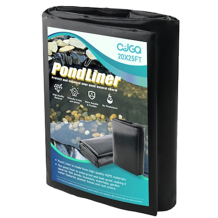 Wrightmaster 20 ft. x 25 ft. HDPE Pond Liner Anti-UV and Corrosion Resistance for Fish/Koi Ponds Water Gardens ZROX43PIADX