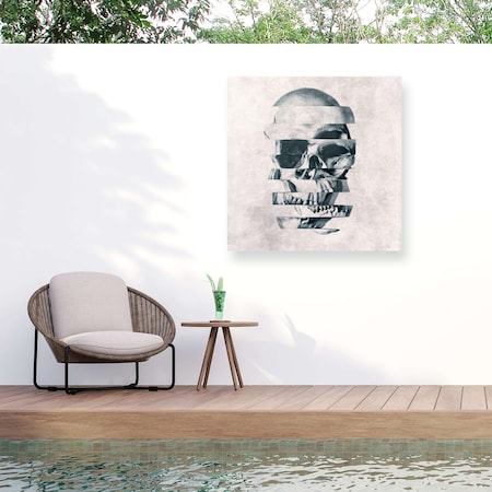 Trademark Fine Art Outdoor Canvas Art Ali Gulec Glitch Skull Wall Art for Patios, or Gardens GRL00029-OC1414WR