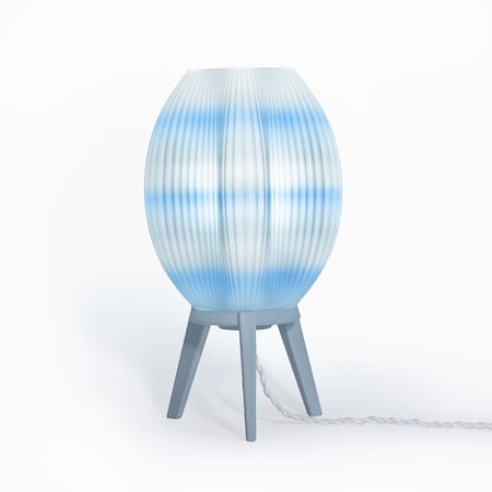 Jonathan Y Wavy 16.5" Modern Contemporary Plant-Based PLA 3D Printed Dimmable LED Table Lamp, Blue/White USA1000D