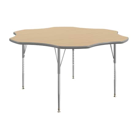 Flash Furniture Wren 60 in Flower Adjustable Height Activity Table, Thermal Laminate Top, Standard Legs, Light Natural XU-A60-FLR-LTNAT-T-A-GG