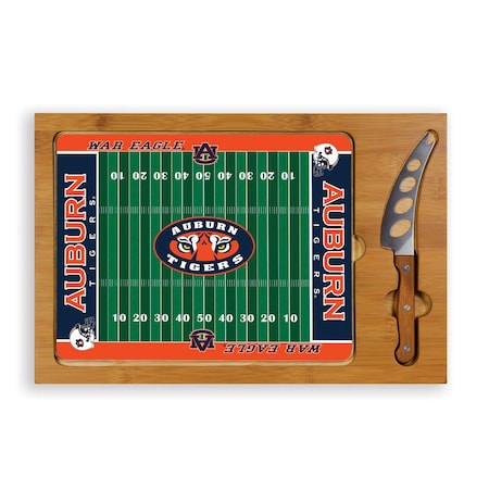 Picnic Time Family Of Brands NCAA Auburn Tigers Football Field Icon Glass Top Cutting Board & Knife Set 910-00-505-044-0