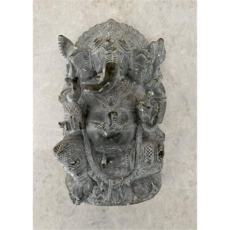 Escenario OMNR4110-GaneshaGrey Handcrafted Sculpture in Soapstone Elephant Head God Ganesha - Grey ES2446102