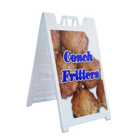 Signmission Conch Fritters, A-Frame & 2 Decals Installed, Heavy-Duty Plastic Frame SBHD-D-2436-Conch Fritters