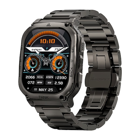 Kospet TANK M3 Special Edition 1.96-In.-AMOLED Smartwatch with Stainless Steel Band Black P-MS003-B