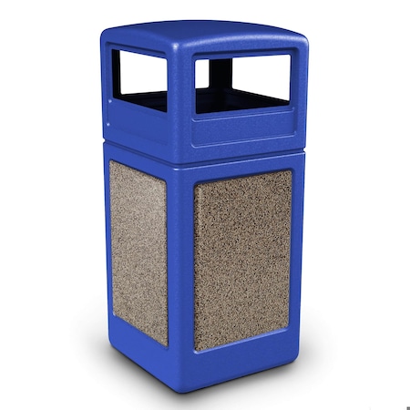 Commercial Zone Products 42-gallon StoneTec Square Dome-Lid, Blue w/ Riverstone 720432K