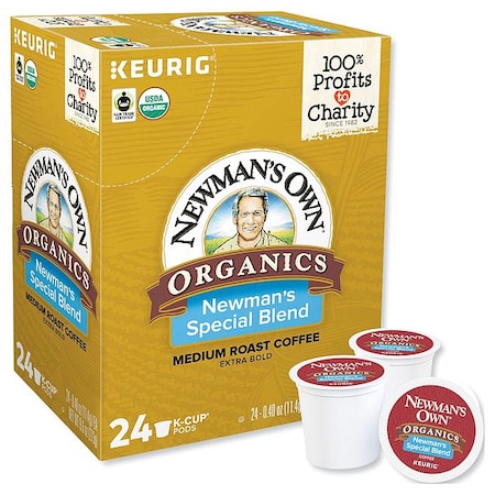 Newmans Own Organics Coffee, Special Blend Extra Bold, Pod, Caffeinated, Ground, 9.6 oz, 24 PK 4050