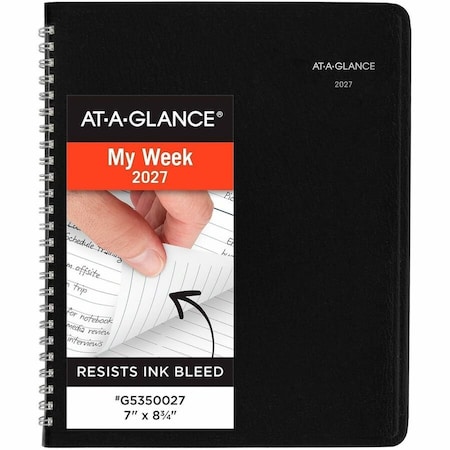 At-A-Glance DayMinder Open-Schedule Weekly Appointment Book, 8.75 x 7, Black Cover, 12-Month (Jan to Dec): 2025 G535-00