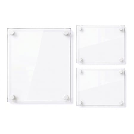 Azar Displays Gallery Wall Set: (2) 8x10 and (1) 16x20 Sign Holders with 1 in WHITE Caps and Standoffs 105720-WHT