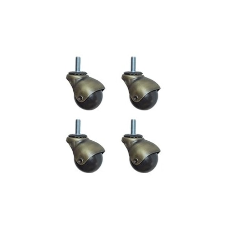 Service Caster 2 Inch Antique Brass Hooded 5/16 Inch Threaded Stem Ball Caster SCC, 4PK SCC-TS01S20-POS-WA-516-4