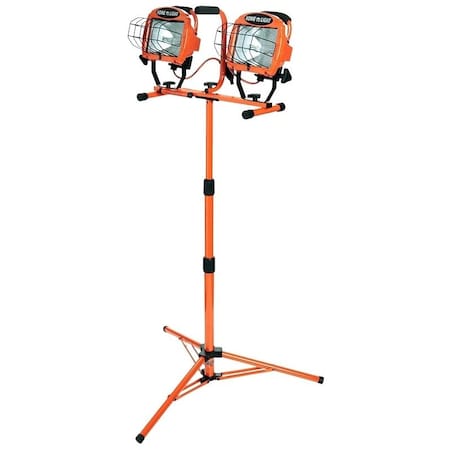 Southwire Work Light with Telescoping Tripod Stand, 120 V, 1 W, 2-Lamp, Halogen Lamp, 20,000 Lumens, Orange L14SLED