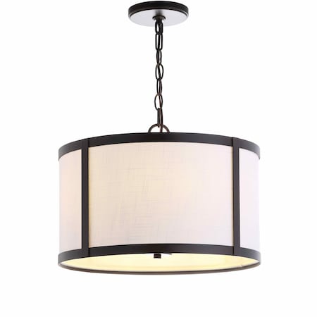 Jonathan Y Thatcher 17" Metal LED Pendant Light, Oil Rubbed Bronze/White JYL3510A