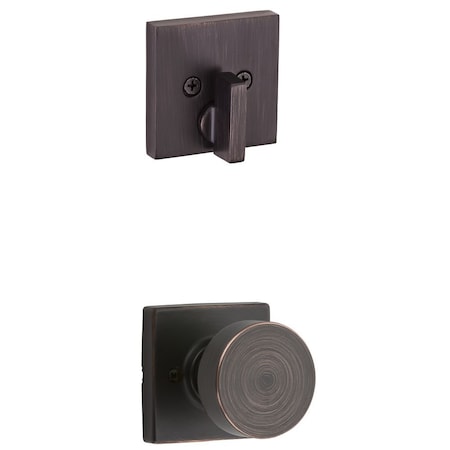 Kwikset Single Cylinder Interior Pismo Knob Trim with Square Rose Venetian Bronze Finish 971PSKSQT-11P