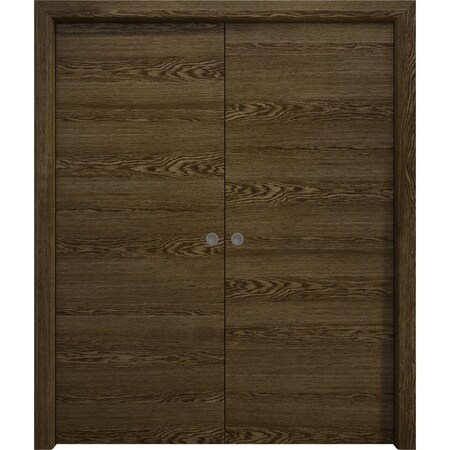 Sartodoors Sliding French Double Pocket Doors 36 x 80 inches, Ego 5000 Marble Oak, Kit Rail Hardware, Solid EGO5000DP-DMR-36