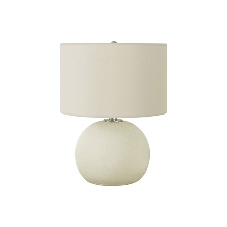 Homeroots 18" Cream Ceramic Round Table Lamp With Cream Drum Shade 545816
