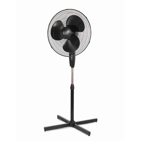 Black & Decker 18-Inch Pedestal Fan, Standing Fan with 3 Speed Settings, Black BFP18SXB
