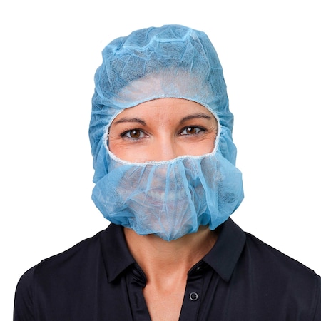 Vguard Disposable Hood, Polypropylene, Blue, Covers Head, Nose, Mouth , 1000 PK B19N23