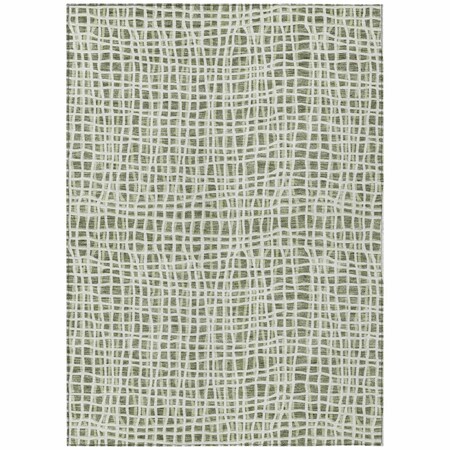 Homeroots 5' X 8' Green And Ivory Striped Washable Indoor Outdoor Area Rug 583421