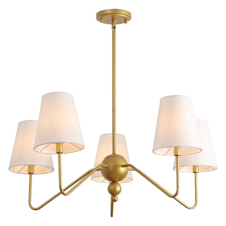 Jonathan Y Skylar 32" 5-Light Classic Minimalist Metal Inverted Gourd LED Chandelier, Gold Painting JYL7912B