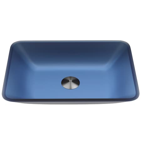Vigo Royal Blue Sottile Rectangular Glass Vessel Bathroom Sink VG07092