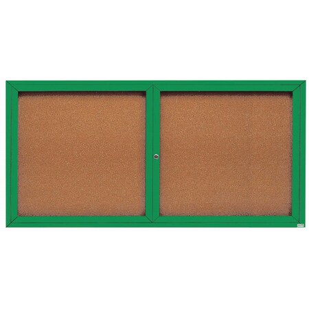 Aarco Enclosed Natural Pebble Grain Cork Bulletin Board w/ Green Powder Coated Al Frame, 36''Hx72''W DCC3672RG