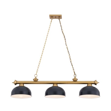 Z-Lite Cordon Heritage Brass 3 Light Billiard 2306-3HBR-D13MB