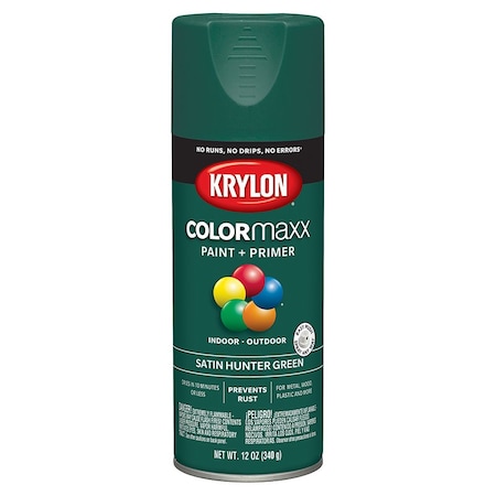 Colormaxx 12 Oz Krylon Hunter Green Paint & Primer Spray Paint, Satin K05563007