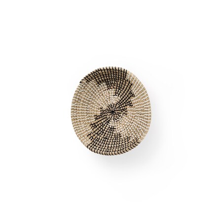 Homeroots Luna 12"x12" Black Light Brown White Abstract Geometric Seagrass Circle Hanging Dimensional Sculptu 608654