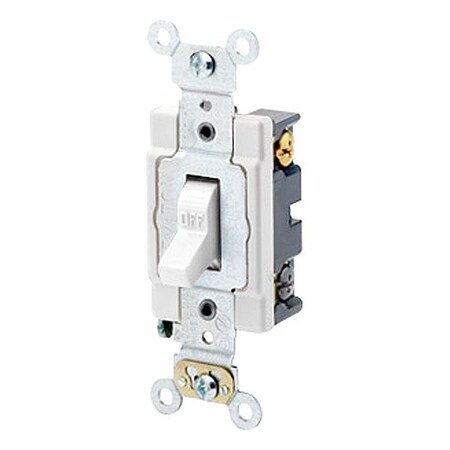 Leviton Toggle 4-Way, White, 20A , 120/277V 1224-SW