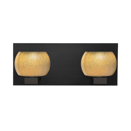 Besa Lighting Besa, Keno Vanity, Gold Sand, Black Finish, 2x3W LED 2WF-KENOGD-LED-BK