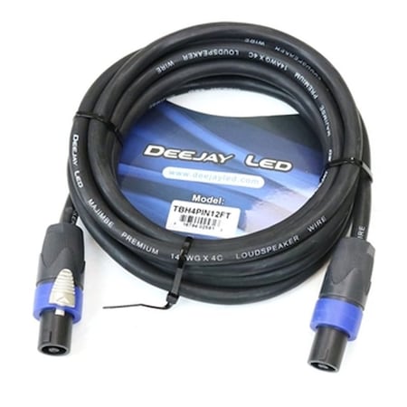 Deejay Led 12 Foot Length SPEAKON 4-Connector to SPEAKON 4-Connector Audio Cable TBH4PIN12FTCABLE
