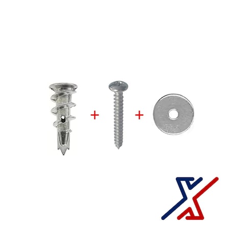 X1 Tools 1 1/4" Long Zinc Alloy Drywall Anchor w/ 1 1/2" Screw & Washer, 36 Sets, 36PK X1E-CON-ANC-DRY-1220x36