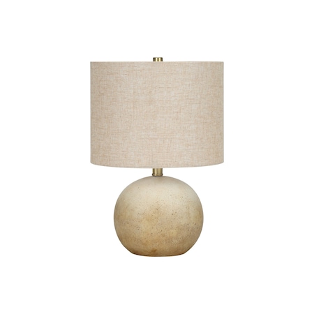Homeroots 20" Beige Concrete Round Table Lamp With Beige Drum Shade 545856