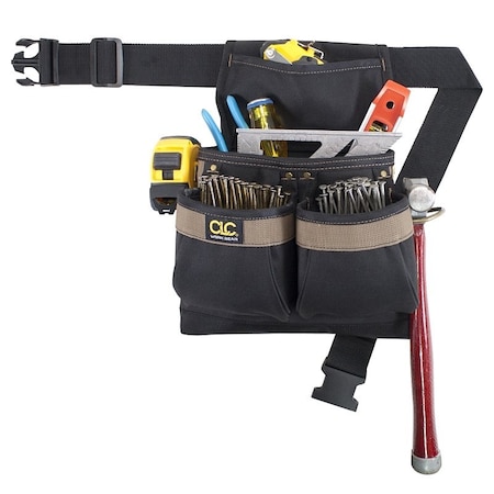 Clc Nail/Tool Bag, 5-Pocket, Polyester, Black/Brown PK1836