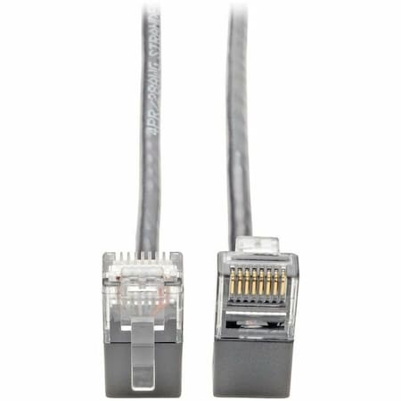 Eaton Tripp Lite Series Right-Angle Cat6 Gigabit Snagless Molded Slim UTP Ethernet Cable RJ45 M/M, N201-SR1-GY