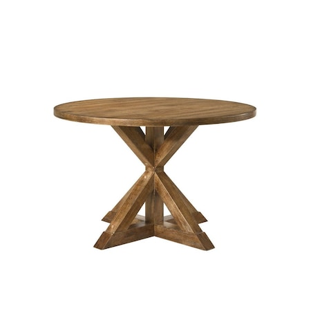 Homeroots 48" Oak Wood Cross Leg Base Round Top Dining Table 630367